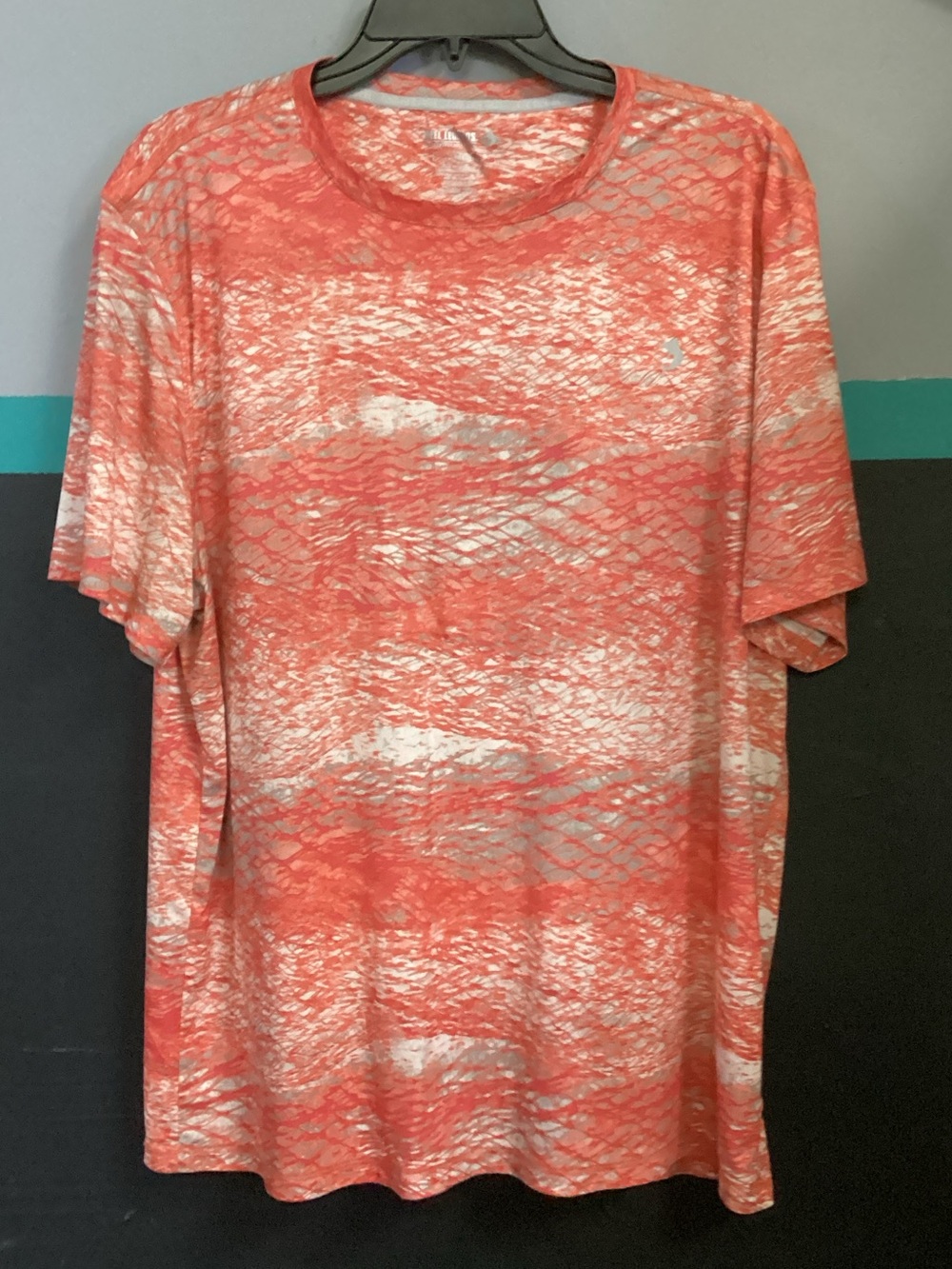Reel Legends Coral and White Short Sleeve Patterned Tee